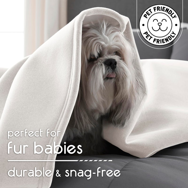 Vellux Queen Size Blanket - All Season Luxury Warm Micro plush Lightweight Thermal Fleece Blankets - Perfect For Couch Bed Sofa - Breathable Bed Blankets Queen Size - Hotel Quality (90x90 Inch, Ivory) - Image 5
